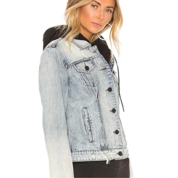 Blank NYC Blue and Black Jean Jacket with Modern Twist - Picture 3 of 8